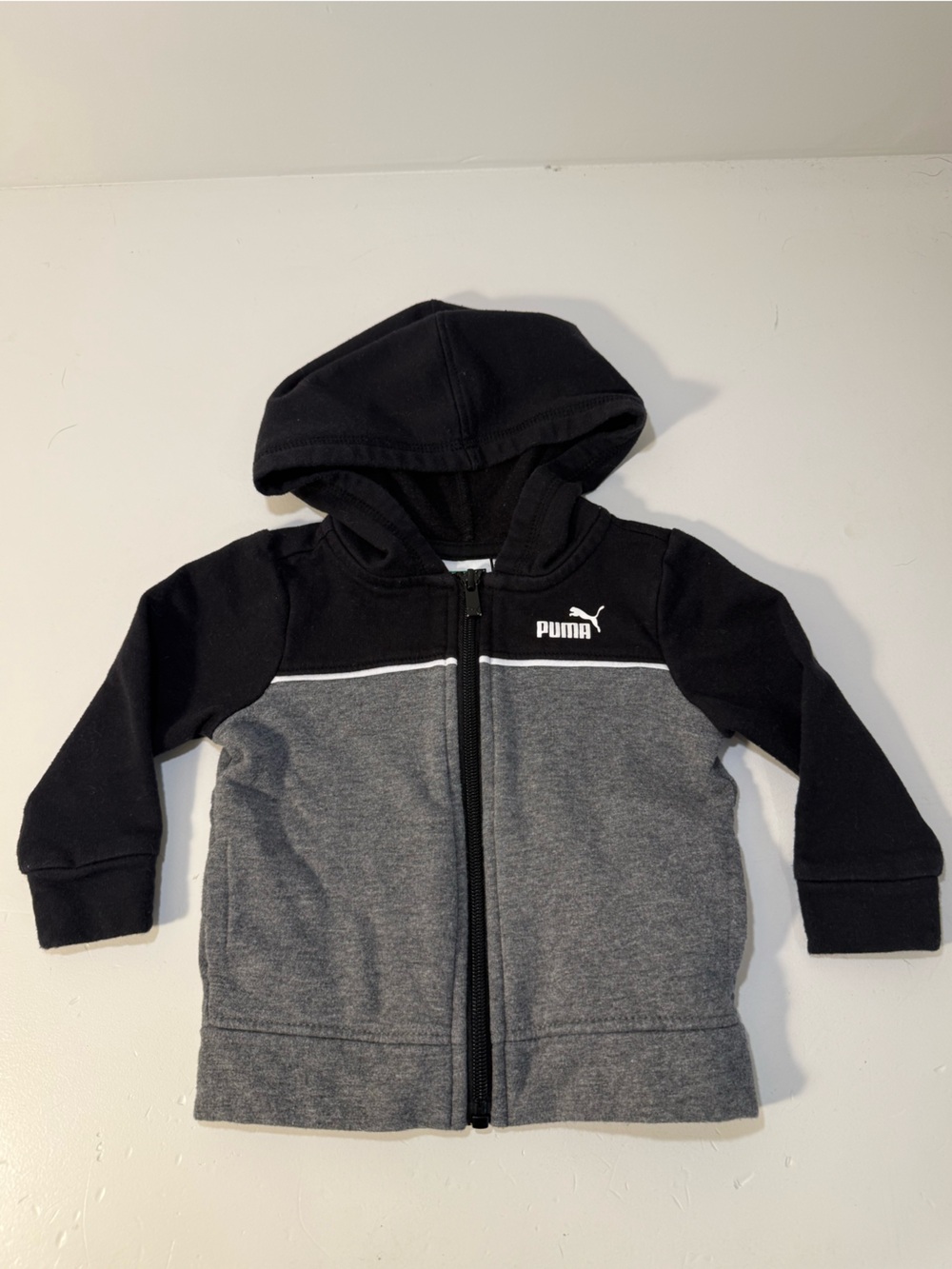 PUMA 6-9M Black & Grey Full-Zip Hoodie – Boys